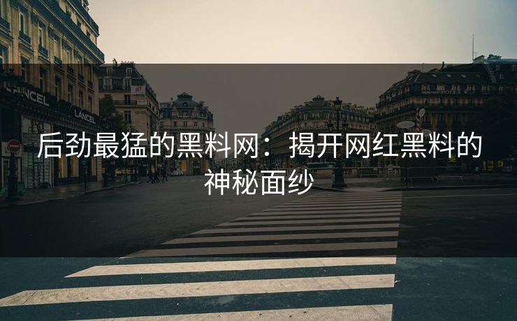 后劲最猛的黑料网：揭开网红黑料的神秘面纱