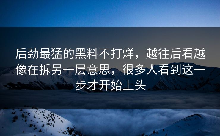 后劲最猛的黑料不打烊，越往后看越像在拆另一层意思，很多人看到这一步才开始上头