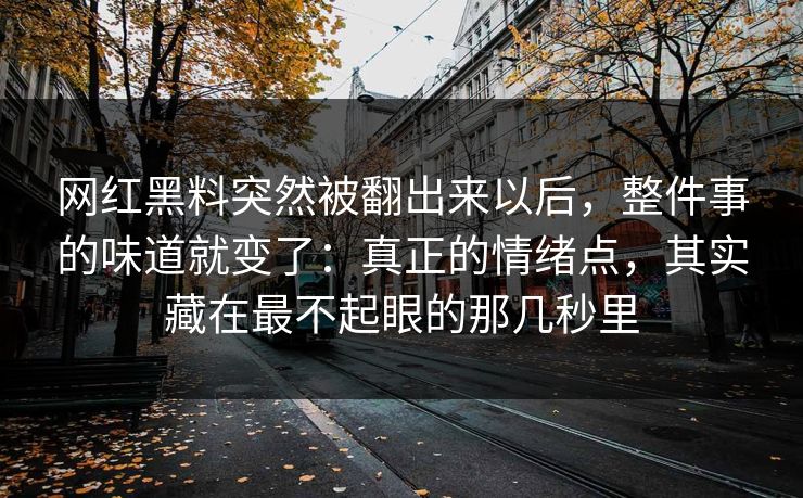 网红黑料突然被翻出来以后，整件事的味道就变了：真正的情绪点，其实藏在最不起眼的那几秒里