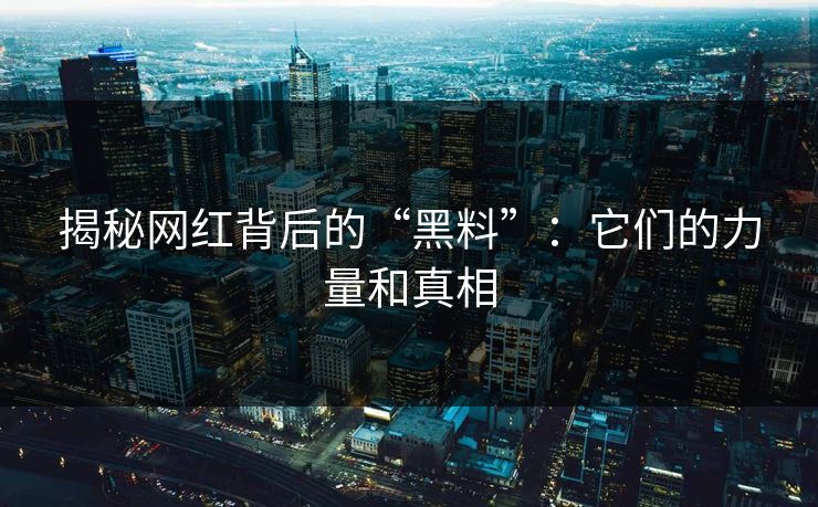 揭秘网红背后的“黑料”：它们的力量和真相
