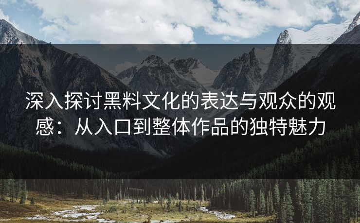 深入探讨黑料文化的表达与观众的观感：从入口到整体作品的独特魅力