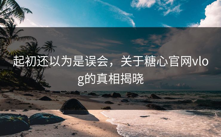 起初还以为是误会，关于糖心官网vlog的真相揭晓
